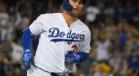 Los Angeles Dodgers outfielder Joc Pederson hits a home run