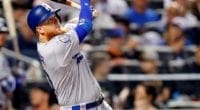 Los Angeles Dodgers third baseman Justin Turner at bat against the New York Mets