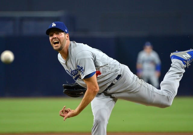Los Angeles Dodgers pitcher Rich Hill against the San Diego Padres