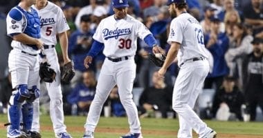 Los Angeles Dodgers manager Dave Roberts removes Clayton Kershaw from Game 5 of the 2019 NLDS