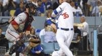 Los Angeles Dodgers All-Star Cody Bellinger strikes out during Game 1 of the 2019 NLDS