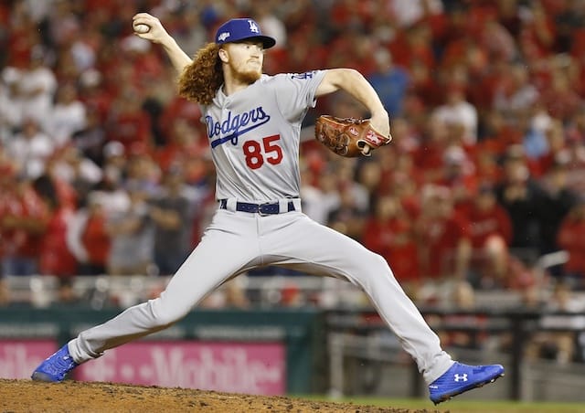 Los Angeles Dodgers pitcher Dustin May in Game 4 of the 2019 NLDS