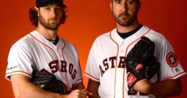 Houston Astros starting pitchers Gerrit Cole and Justin Verlander