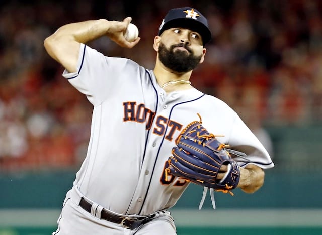 Houston Astros pitcher Jose Urquidy during Game 4 of the 2019 World Series