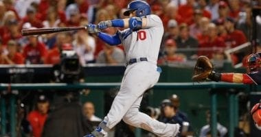 Los Angeles Dodgers third baseman Justin Turner hits a home run in Game 4 of the 2019 NLDS