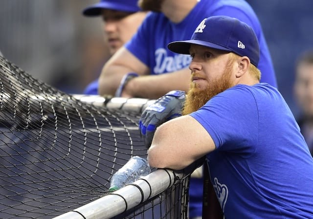 Los Angeles Dodgers third baseman Justin Turner before Game 3 of the 2019 NLDS
