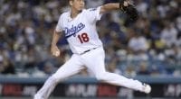 Los Angeles Dodgers pitcher Kenta Maeda against the Washington Nationals in Game 1 of the 2019 NLDS