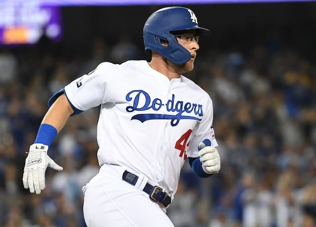 Los Angeles Dodgers infielder Matt Beaty runs the bases during Game 2 of the 2019 NLDS