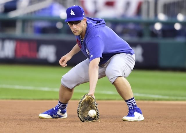 Los Angeles Dodgers utility player Matt Beaty before Game 3 of the 2019 NLDS