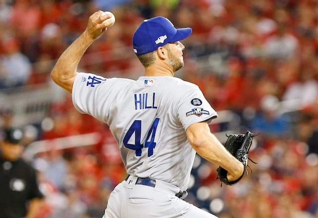 Los Angeles Dodgers starting pitcher Rich Hill in Game 4 of the 2019 NLDS