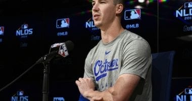 Los Angeles Dodgers pitcher Walker Buehler during an interview before Game 1 of the 2019 NLDS