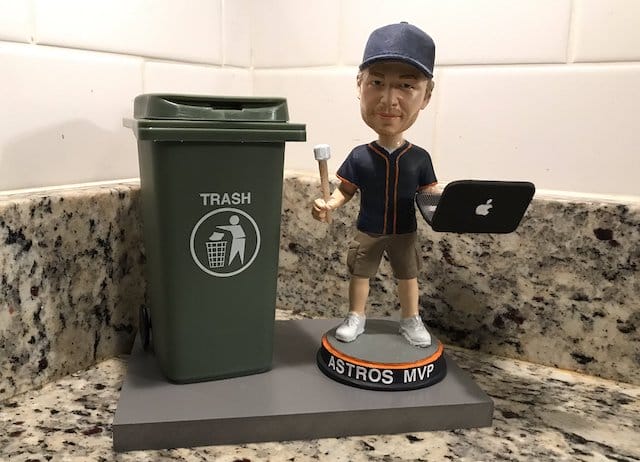 BobbleHouse designed a Houston Astros bobblehead that is inspired by their alleged sign stealing during the 2017 season