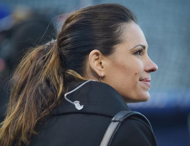 ESPN reporter Jessica Mendoza before a game during the 2015 World Series
