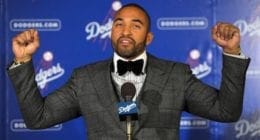 Former Los Angeles Dodgers outfielder Matt Kemp after signing a contract extension in November 2011