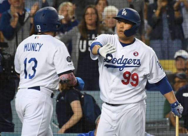 Los Angeles Dodgers teammates Max Muncy and Hyun-Jin Ryu