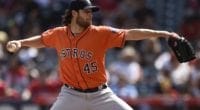 Houston Astros starting pitcher Gerrit Cole during a game against the Los Angeles Angels