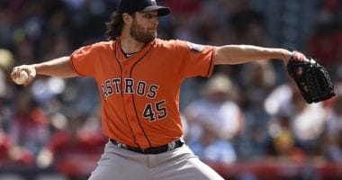 Houston Astros starting pitcher Gerrit Cole during a game against the Los Angeles Angels