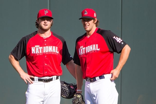 Starting pitchers Gerrit Cole and Clayton Kershaw prior to the 2015 MLB All-Star Game