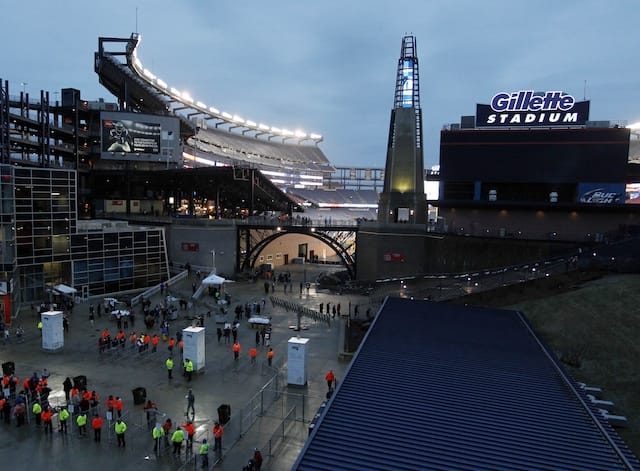 General view of the entrance to Gillette Stadium