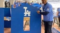 Los Angeles Dodgers manager Dave Roberts after painting a portion of a playhouse on Day of Service at Dodger Stadium during the 2020 Dodgers Love L.A. Community Tour