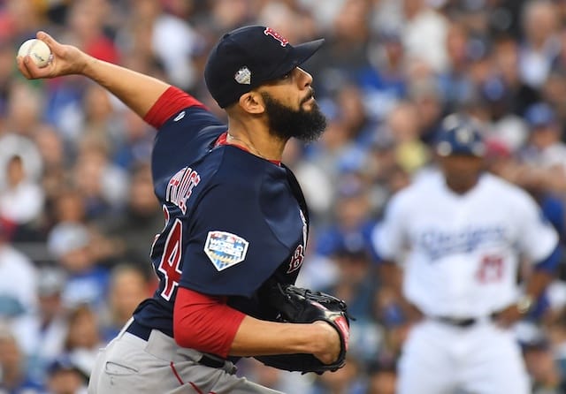 Boston Red Sox pitcher David Price against the Los Angeles Dodgers during the 2018 World Series