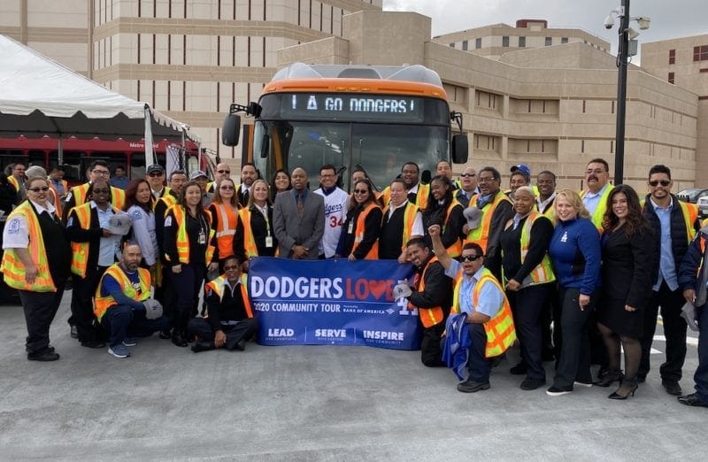 Fernando Valenzuela visits Metro division 13 during 2020 Dodgers Love L.A. Community Tour