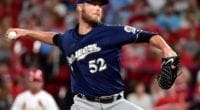 Milwaukee Brewers pitcher Jimmy Nelson against the St. Louis Cardinals