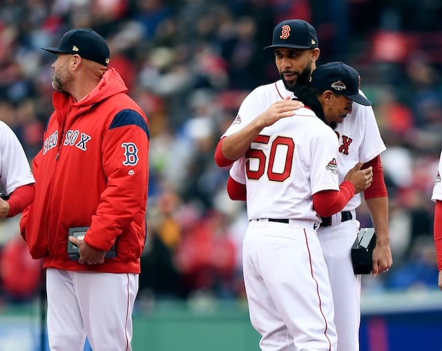 Boston Red Sox teammates Mookie Betts and David Price