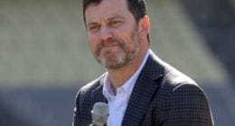 Andrew Friedman during the Los Angeles Dodgers introductory press conference at Dodger Stadium