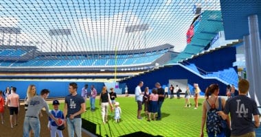 Dodger Stadium renovation rendering, batters eye, center field area