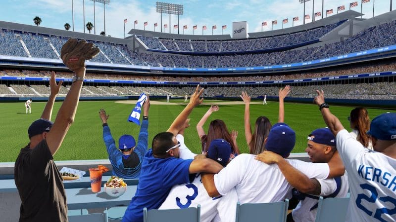 Dodger Stadium renovation rendering of the home run seats in the pavilion