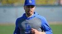 Los Angeles Dodgers outfielder Mookie Betts during an unofficial Spring Training workout at Camelback Ranch