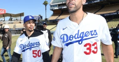 Los Angeles Dodgers teammates Mookie Betts and David Price tour Dodger Stadium