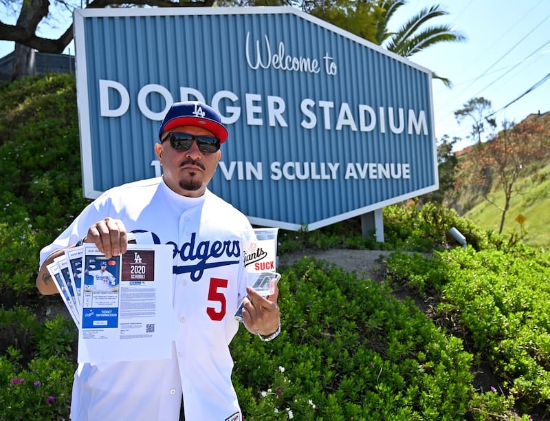 Dodger Stadium sign, Dodgers fan, tickets, 2020 Opening Day