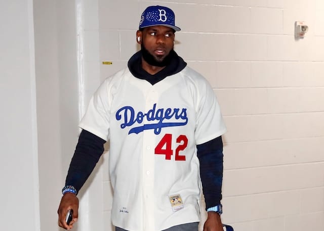 Lakers All Star LeBron James Wears Jackie Robinson Dodgers Jersey