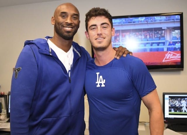 Kobe Bryant shows love for the LA Dodgers while attending Game four of the  World Series with wife