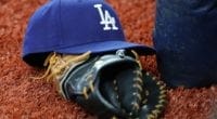 Dodgers cap, glove