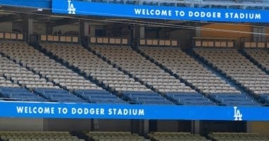 Dodger Stadium sign, field seats, loge seats