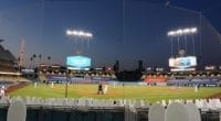 Dodger Stadium view, Dodgers fans cutouts