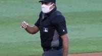 Home-plate umpire, mask, 2020 Spring Training