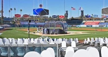 Dodgers fans cutouts, Dodger Stadium view