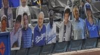 Dodgers fans cutouts, Magic Johnson, Tommy Lasorda