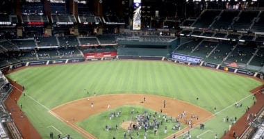 Dodgers win, Globe Life Field view, 2020 World Series
