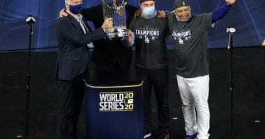 Andrew Friedman, Stan Kasten, Dave Roberts, Mark Walter, 2020 World Series