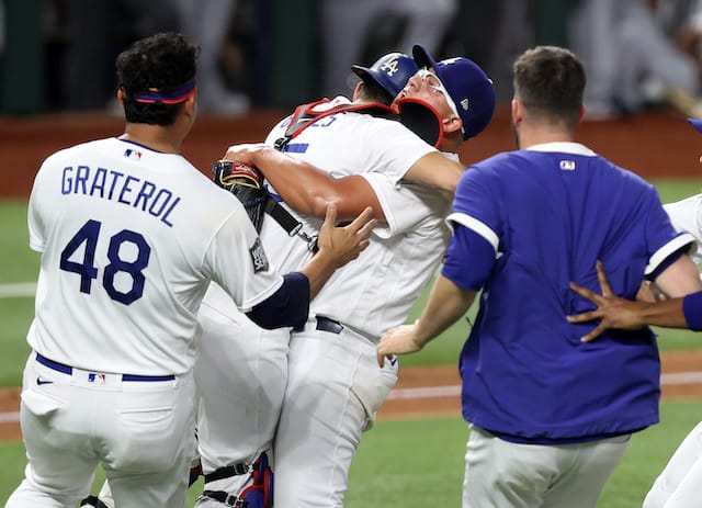 Austin Barnes, Brusdar Graterol, Julio Urias, Alex Wood, Dodgers win, 2020 World Series