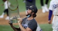 Clayton Kershaw, Dodgers win, 2020 World Series trophy