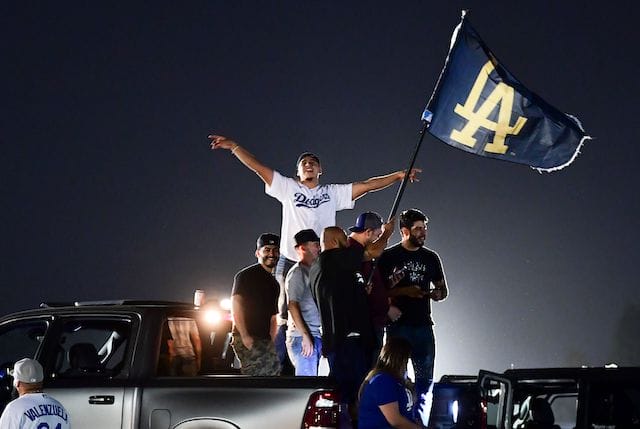 Dodgers fans, viewing party, 2020 World Series