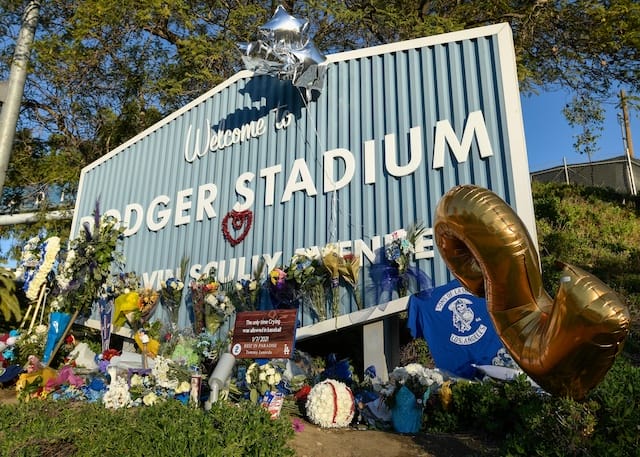 Dodger Stadium sign, Tommy Lasorda memorial