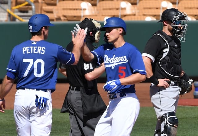 DJ Peters, Corey Seager, 2021 Spring Training
