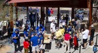 Dodgers fans, Camelback Ranch entrance, 2021 Spring Training